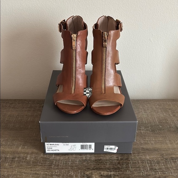 Vince Camuto Women's Brown Peep-Toe Heels - Picture 1 of 11